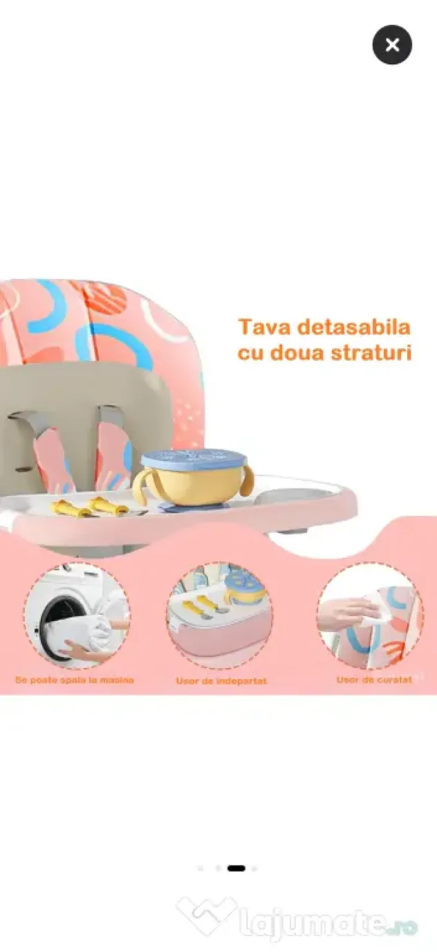 Scaun de masa pliabil KinderVibe pentru bebeluși sau copii