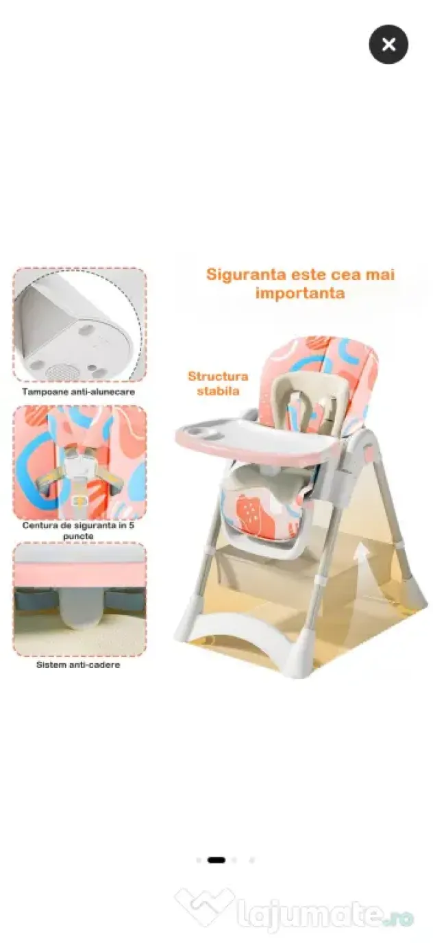 Scaun de masa pliabil KinderVibe pentru bebeluși sau copii