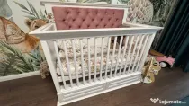 Patut bebe 130x68cm alb lemn masiv ca nou