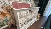 Patut bebe 130x68cm alb lemn masiv ca nou 