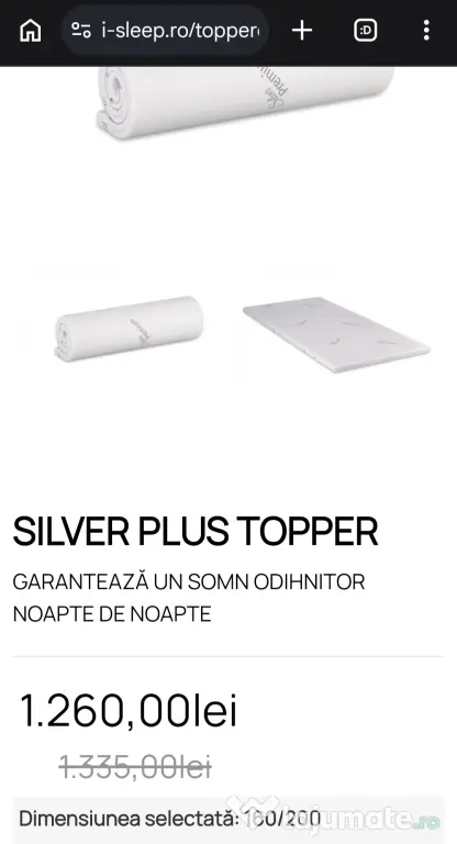 Topper saltea iSleep 160x200cm