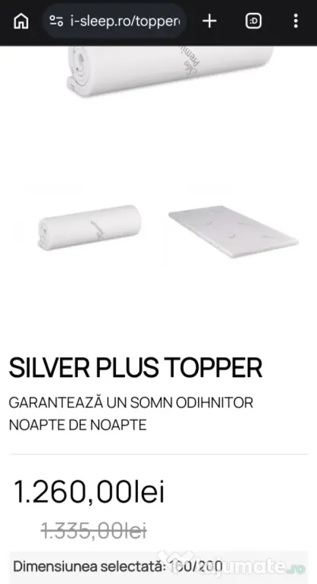 Topper saltea iSleep 160x200cm