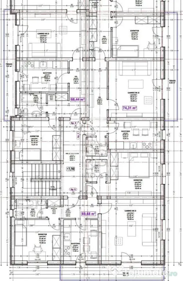 Apartament nou de vanzare cu 3 camere si 2 bai, etaj 1, Calea Urseni - Giroc (Timis)