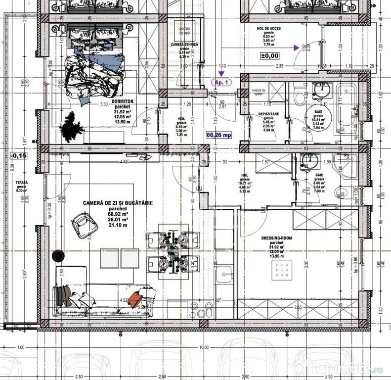 Apartament de vanzare cu 3 camere si 2 bai,bloc nou,Giroc,Calea Urseni - Timisoara (Timis)