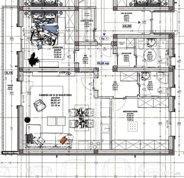 Apartament de vanzare cu 3 camere si 2 bai,bloc nou,Giroc,Calea Urseni - Timisoara (Timis)