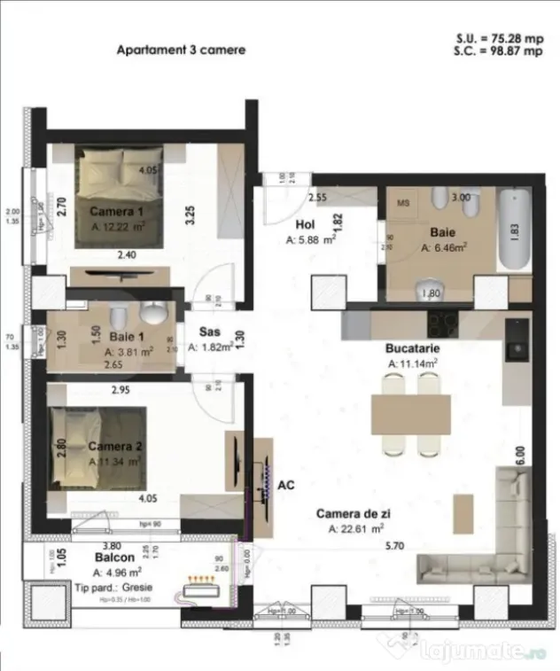 Apartament de vanzare 3 camere Concept 9 - Targu Mures (Mures)