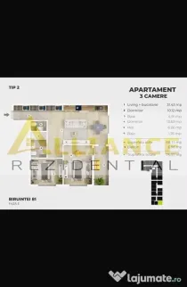 De vanzare | 3 camere | 2 bai | 75,07 mp | Siena Residence | 5 minute