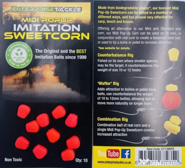ENTERPRISE TACKLE MIDI POPUP SWEETCORN FLUORO RED 10buc.