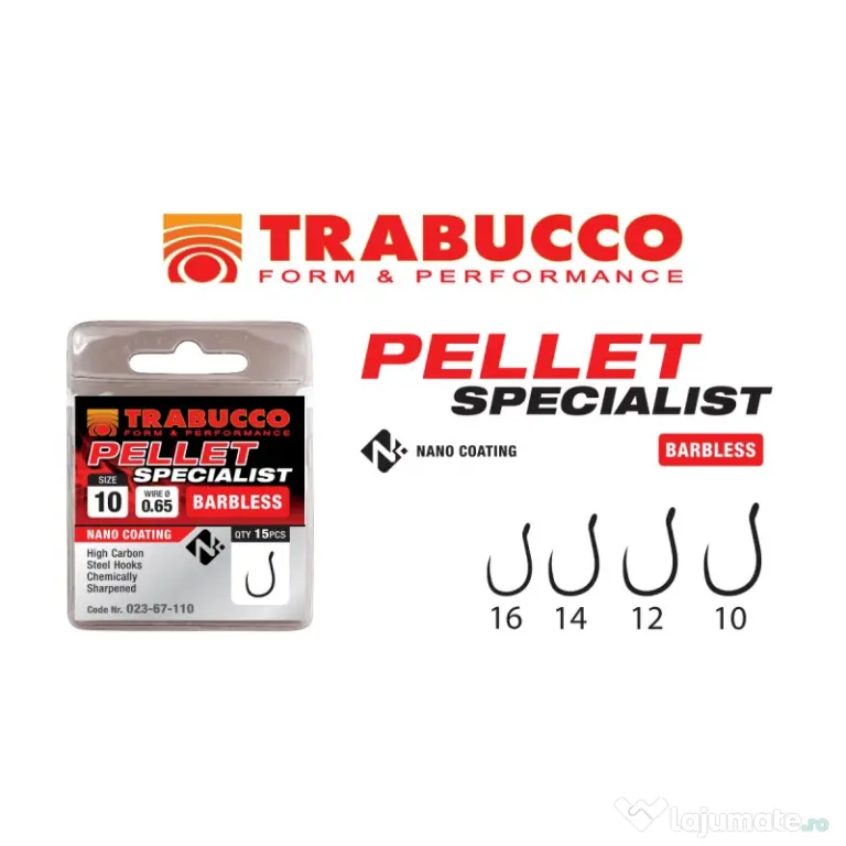 TRABUCCO CARLIGE TRABUCCO PELLET SPECIALIST BARBLESS Nr 10 - 15 buc
