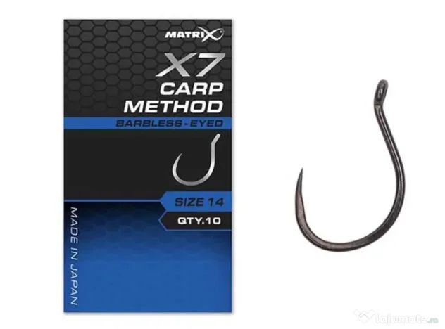 MATRIX CARLIGE MATRIX X7 CARP METHOD HOOKS BARBLESS, 10buc Nr 12