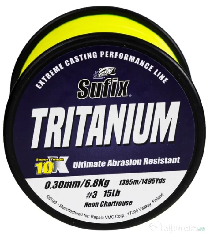 SUFIX FIR MONOFILAMENT SUFIX TRITANIUM NEON CHARTREUSE, 1970m 0.25mm/5.00kg