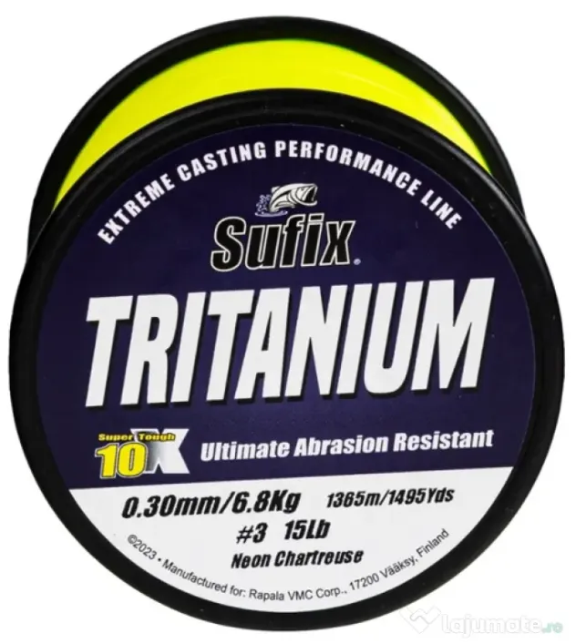 SUFIX FIR MONOFILAMENT SUFIX TRITANIUM NEON CHARTREUSE, 1970m 0.25mm/5.00kg