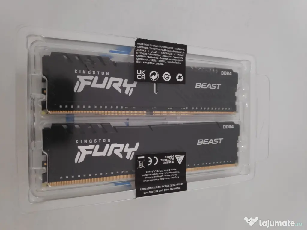 Vând 64GB dual channel Kingston Fury Beast 3200 MT/s CL16,garanție de 61 de luni