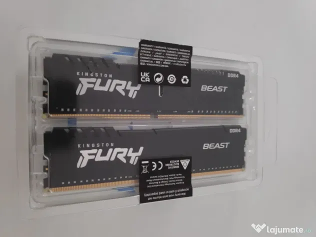 Vând 64GB dual channel Kingston Fury Beast 3200 MT/s CL16,garanție de 61 de luni