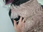 Rochie lungă,  dantelă,  paiete, puf bretele