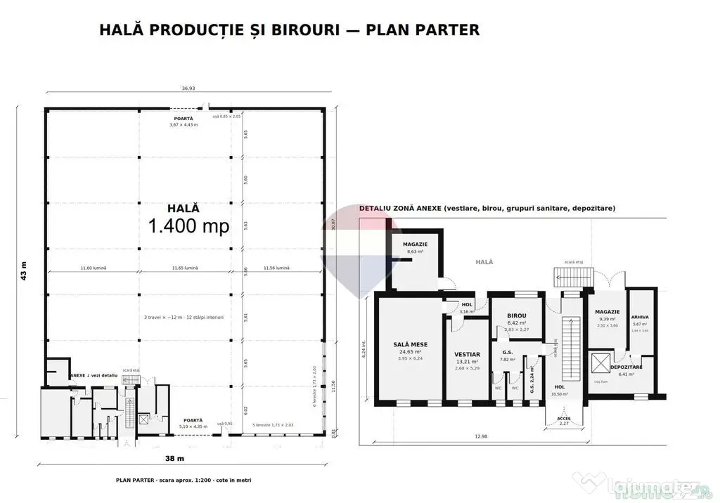 Hală de închiriat Brașov cu birouri, 240 kW și platformă betonată - Brasov (Brasov)
