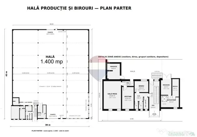 Hală de închiriat Brașov cu birouri, 240 kW și platformă betonată - Brasov (Brasov)