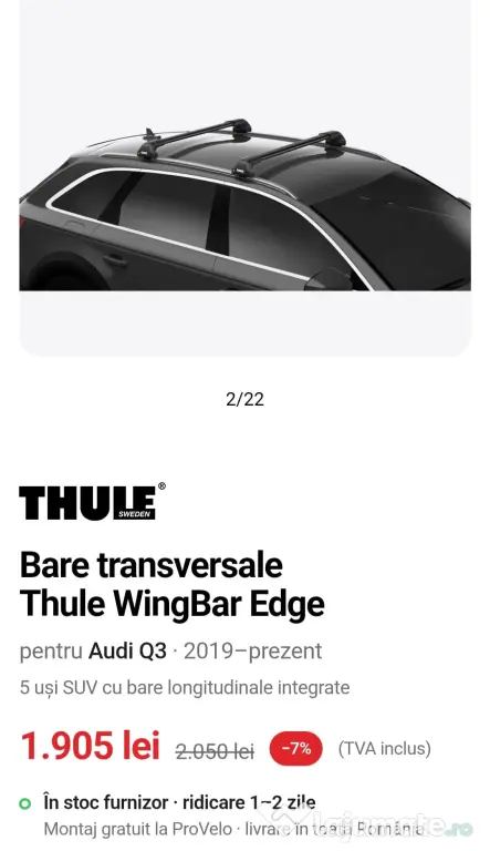 Bare transversale Thule pt Audi q3