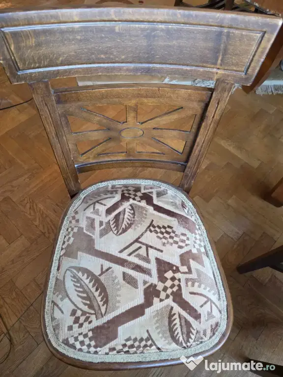 Set sufragerie anii '50: masă extensibilă + 6 scaune – stare impecabilă