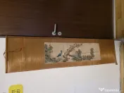 Set 2 picturi japoneze pe mătase, suluri decorative Kakejiku cu bambus 