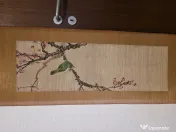 Set 2 picturi japoneze pe mătase, suluri decorative Kakejiku cu bambus 