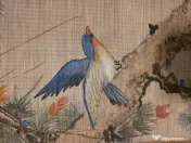 Set 2 picturi japoneze pe mătase, suluri decorative Kakejiku cu bambus 