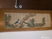 Set 2 picturi japoneze pe mătase, suluri decorative Kakejiku cu bambus 