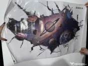 Sticker perete 3D / Autocolant „Gaură în Univers” (Galaxie & Planete), 89×59 cm 