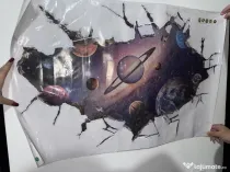 Sticker perete 3D / Autocolant „Gaură în Univers” (Galaxie & Planete), 89×59 cm