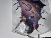 Sticker perete 3D / Autocolant „Gaură în Univers” (Galaxie & Planete), 89×59 cm 