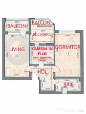 ID 20055 Apartament 2 camere modificat în 3 camere –strada Podgoriilor 