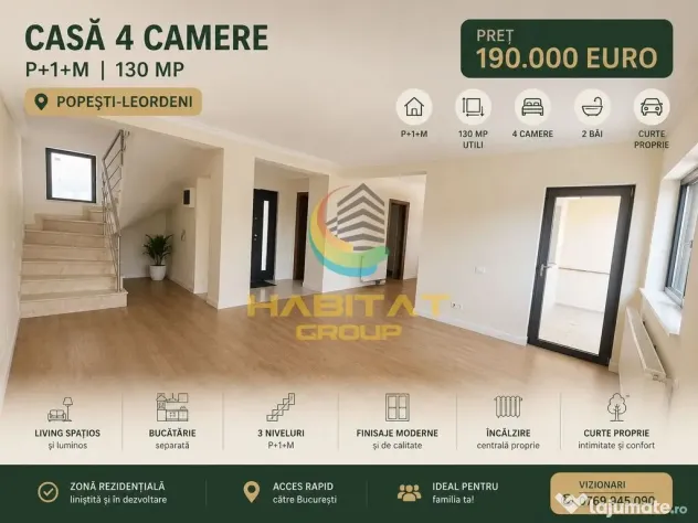 Vânzare Casa P+1+M | Popești Leordeni | 130 mp - Popesti Leordeni (Bucuresti-Ilfov)