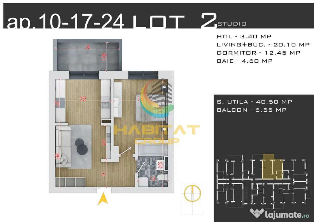 Pallady 2 camere tip studio 45 mp _ loc parcare gratuit - Bucuresti (Bucuresti-Ilfov)