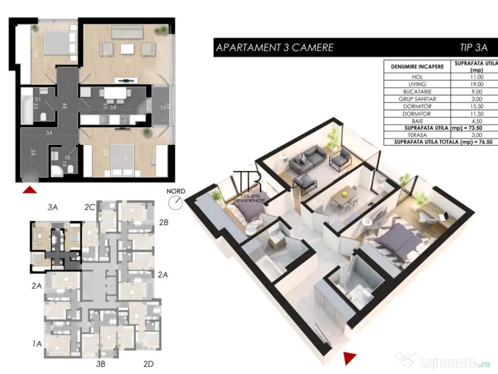 COMISION 0% Ap 3 camere Incalzire in Pardoseala Ansamblu Rah
