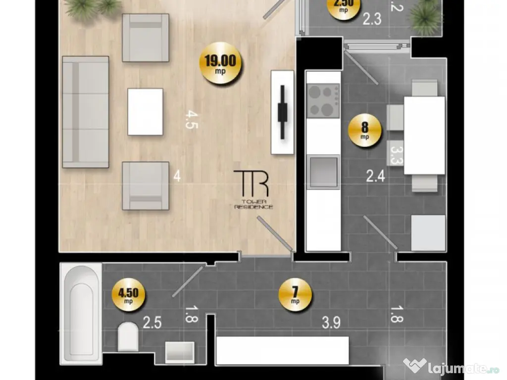 Garsoniera Dotari Premium Incalzire in Pardoseala Ansamblu N