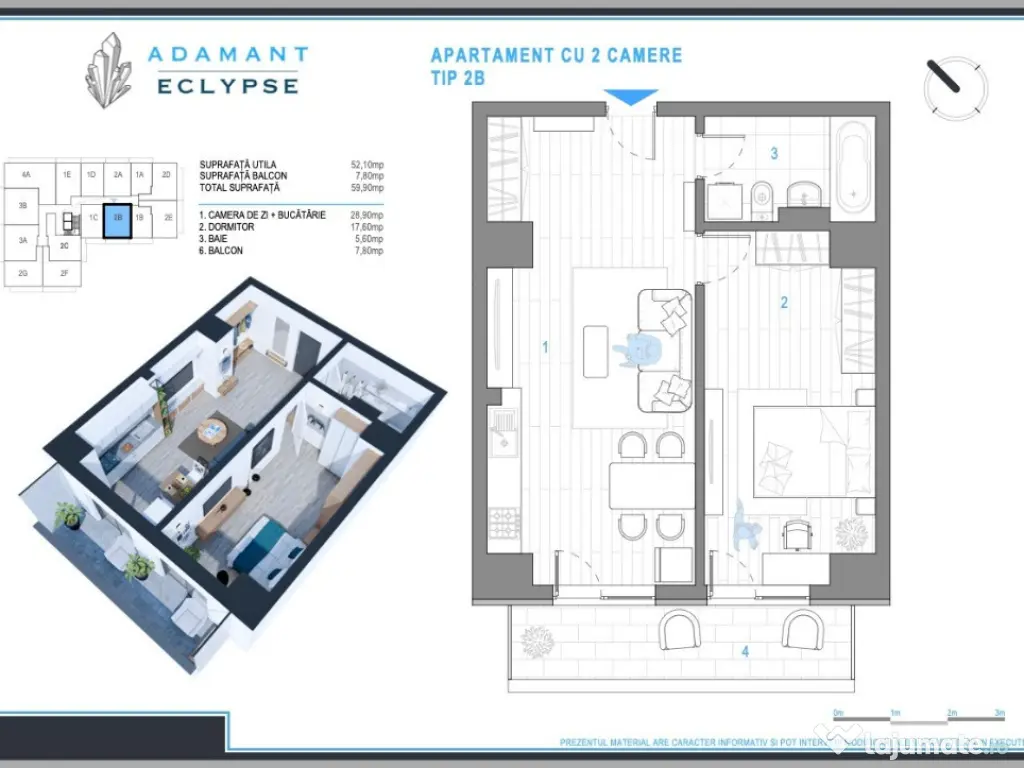 ADAMANT ECLYPSE | 2 camere openspace | 59.9mp | CUG - Iaşi