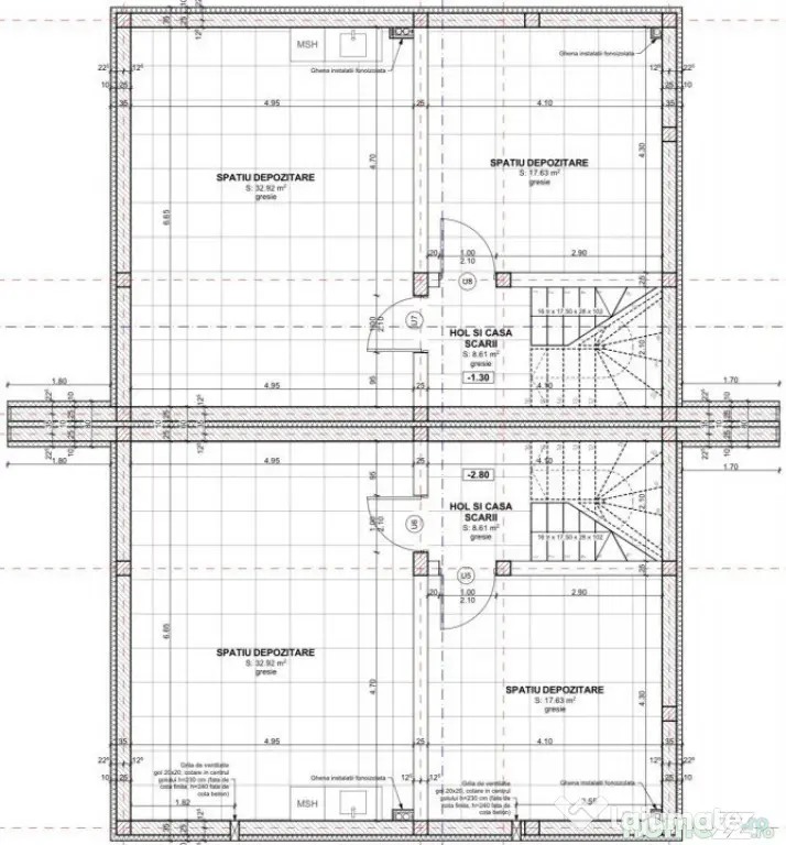 Duplex pe 3 niveluri, 4 camere, predare semifinisat, 183 mp, - Chinteni (Cluj)