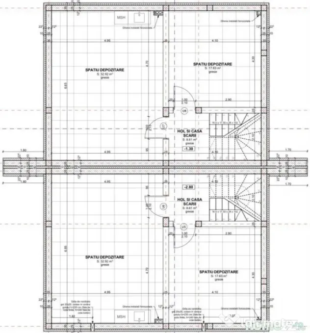 Duplex pe 3 niveluri, 4 camere, predare semifinisat, 183 mp, - Chinteni (Cluj)