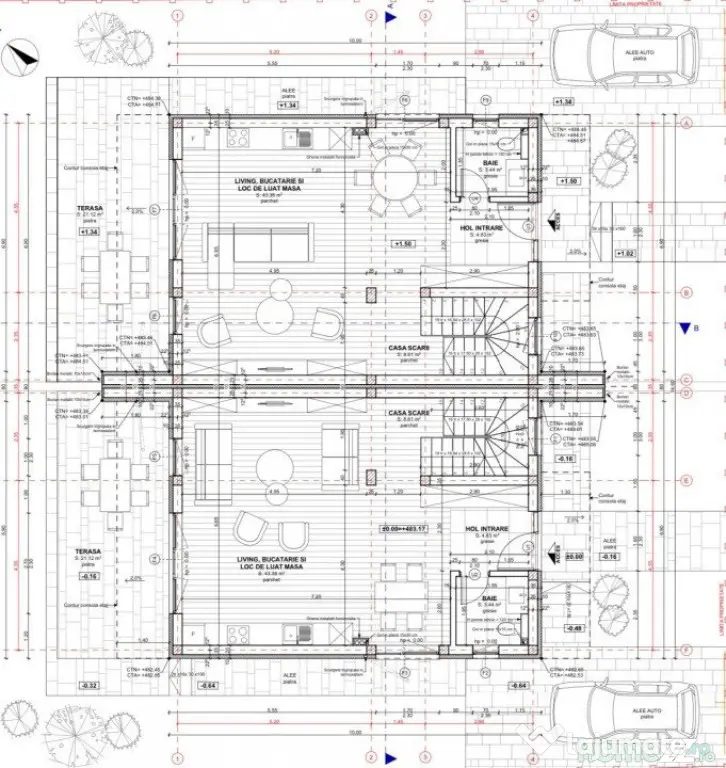 Duplex pe 3 niveluri, 4 camere, predare semifinisat, 183 mp, - Chinteni (Cluj)