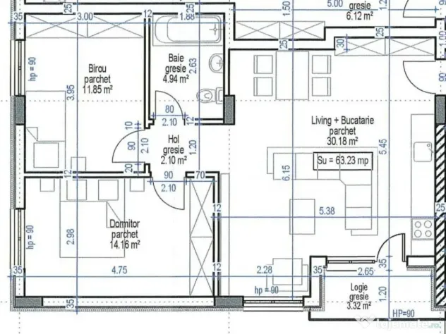Comision Zero, Apartament finisat, 3 camere, semidecomandat,