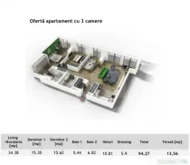 Apartament 3 camere ,94 mp, zona Centrala in cel mai exclusi