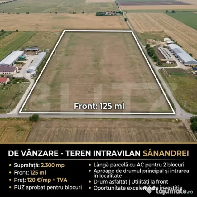 Teren cu PUZ de blocuri in Sanandrei, aproape de principala