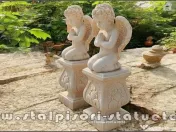 Set doi îngerași cu soclu, galben antichizat, model S4-S27. 