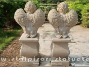 Set doi îngerași cu soclu, galben antichizat, model S4-S27. 