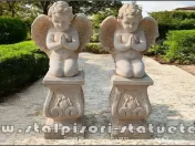 Set doi îngerași cu soclu, galben antichizat, model S4-S27. 