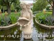 Statuetă sirenă cu scoică, galben patinat, model S49. 