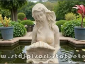 Statuetă sirenă cu scoică, galben patinat, model S49. 