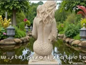 Statuetă sirenă cu scoică, galben patinat, model S49. 