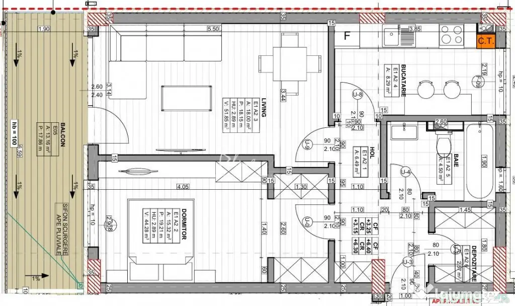 Apartament cu 2 camere spațios într-un imobil tip boutique