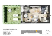 Apartament 1 camera zona de Nord - 43.09 mp utili si curte 